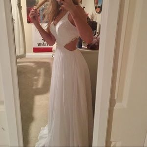 A Line backless lace Prom / Formal Dress